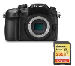 PANASONIC Lumix DMC-GH4RE-K Compact System Camera & Memory Card Bundle